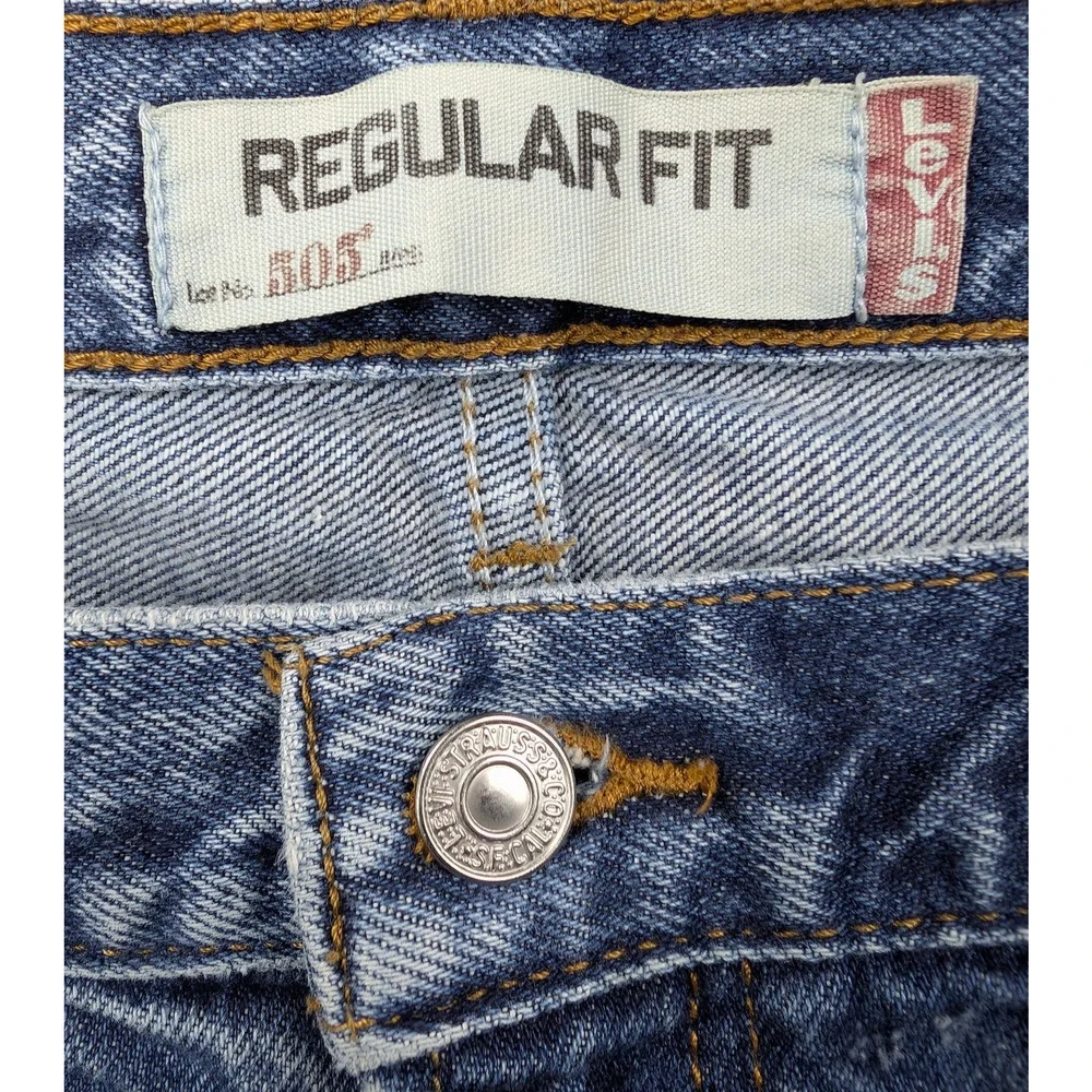 Levis 505 Jeans Mens 36x34 Regular Fit Cotton Denim 36x32 Actual Fade Distress